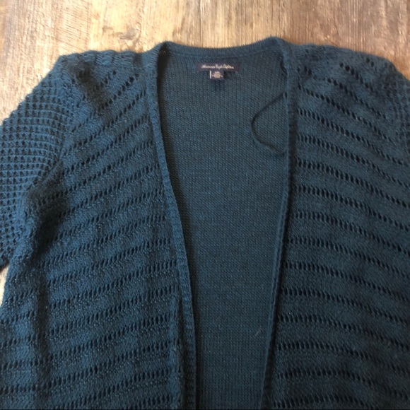 American Eagle beautiful teal cozy cardigan medium - Picture 8 of 8